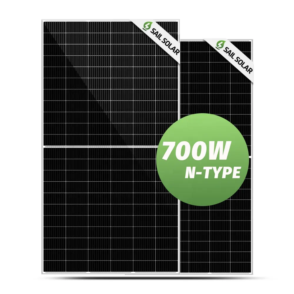 돛 태양열 가정형 210mm N 형 이안면 TOPCon 기술 670W-700W HJT 반셀 태양 전지 패널