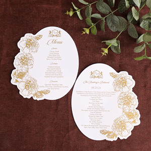 Tarjeta de programa de boda y menú de boda con temática Floral, diseño personalizado e impresión