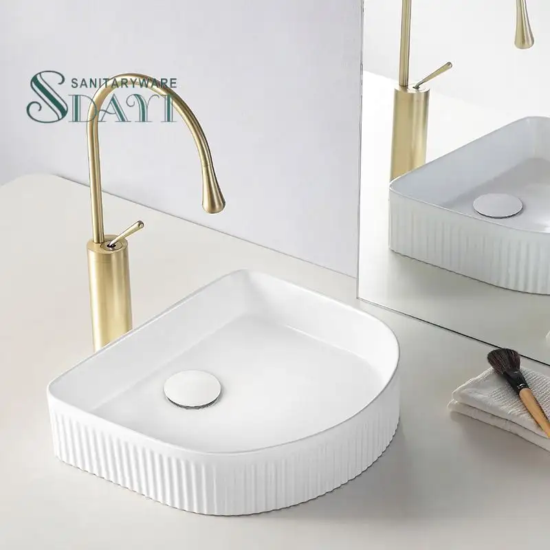 SDAYI Slim Edge nuovo Design lavello da tavolo moda bianco ceramica sopra lavabo da appoggio