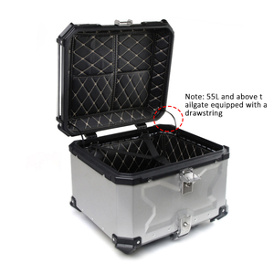 トップケースシルバーアルミ合金オートバイトランク防水45L-100L容量テールボックスブラックとシルバーカラー - Product Image 5