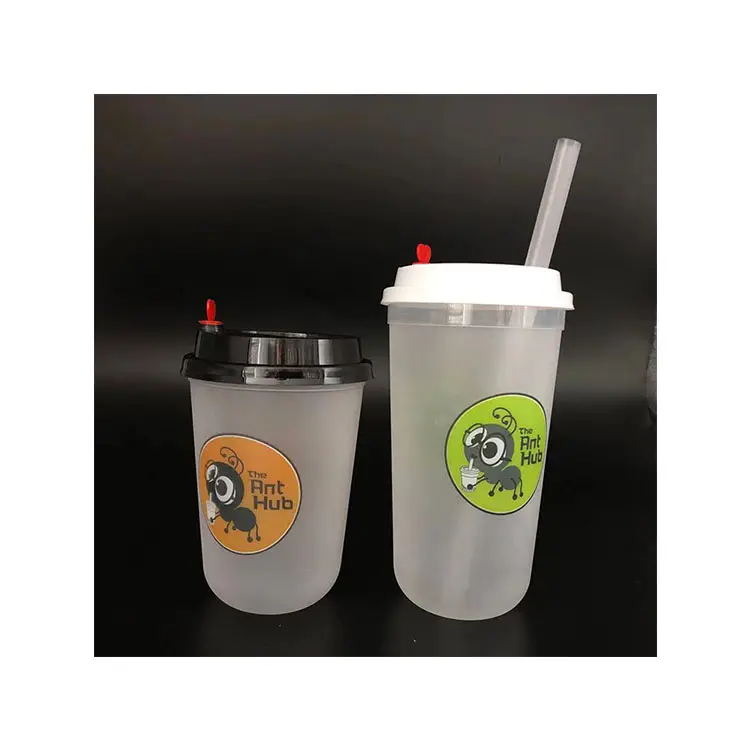 Wholesale Matt 360 ml 500 ml 700 ml U shape Plastic bubble tea Cup PP Injection Disposable Cups Milkshake PP Cup With Lid