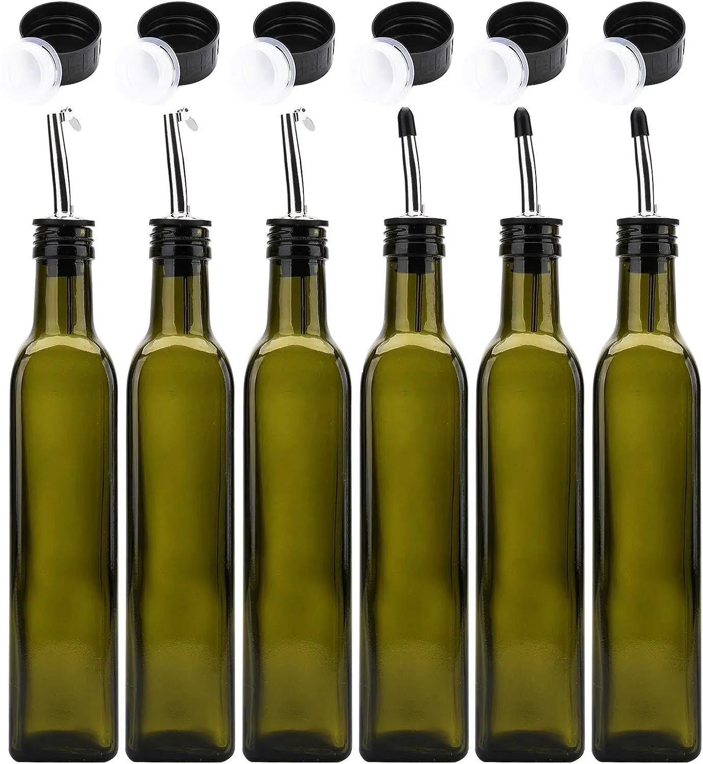 Vetro per uso alimentare 250ml 500ml 750ml 1L bottiglia di olio d'oliva da cucina bottiglia di vetro di olio d'oliva Marasca quadrata vuota con beccuccio