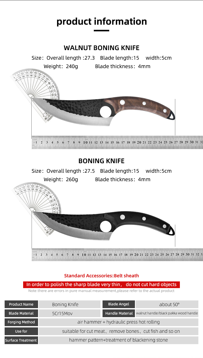 FINDKING Butcher Boning Chef Knife Hand Forged Cleaver Kitchen Knives with Sheath High Carbon Steel Outdoor Cooking Knife