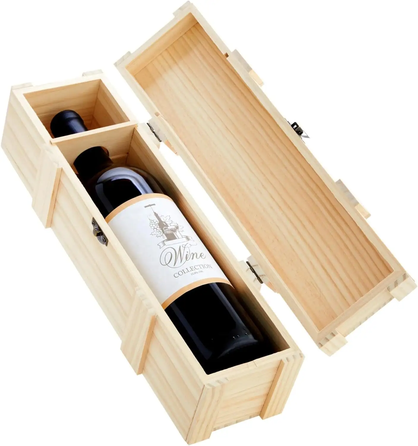 Scatola di vino in legno per bottiglie di vino Split o Demi, scatola regalo di vino singolo con chiusura per regali per feste di compleanno