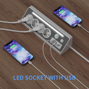 Enchufe de escritorio de nuevo diseño con luz Enchufe de extensión PD30W multifuncional 4 salidas de la UE con 1 USB 2 tipo C con interruptor - Product Image 5