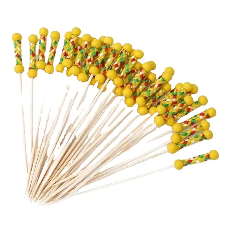 Tenedores de bambú desechables para decoración de Festival de boda, palitos de tenedor, fruta, Buffet, magdalenas, cóctel, 100 Uds. Por paquete