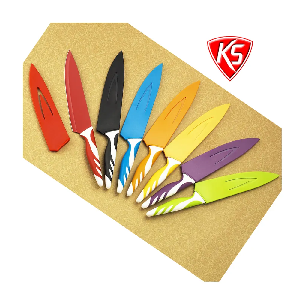 5 개 비 스틱 세라믹 코팅 팬시 파스텔 다채로운 칼 세트 프리미엄 일본 주방 칼 세트