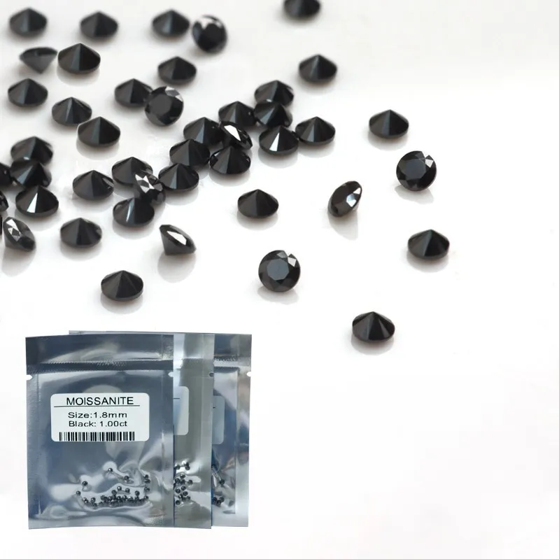 Top quality Black Color 1.5mm 3mm Melee Loose Moissanite Stones Melee Small Size Moissanite Synthetic Diamond