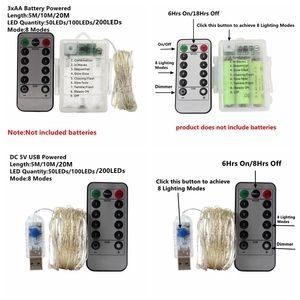 Guirnalda de luces Led con Control remoto, resistente al agua, cable de cobre, con temporizador, 5M, 10M, 20M - Product Image 4