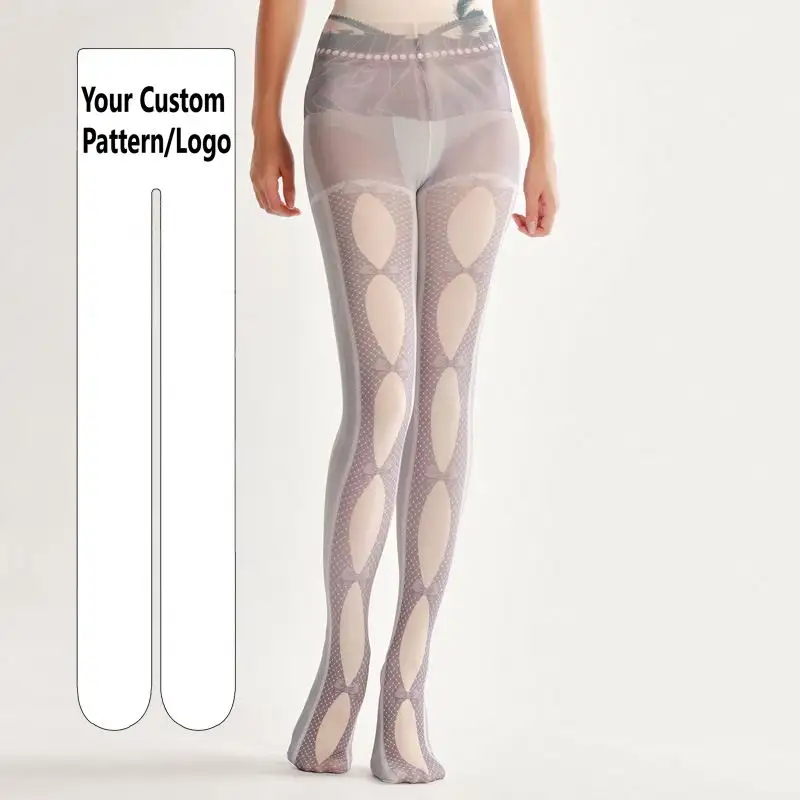 Personalized European-style printed foot children classic korea body oil white lace nylon toddler halloween pantyhose