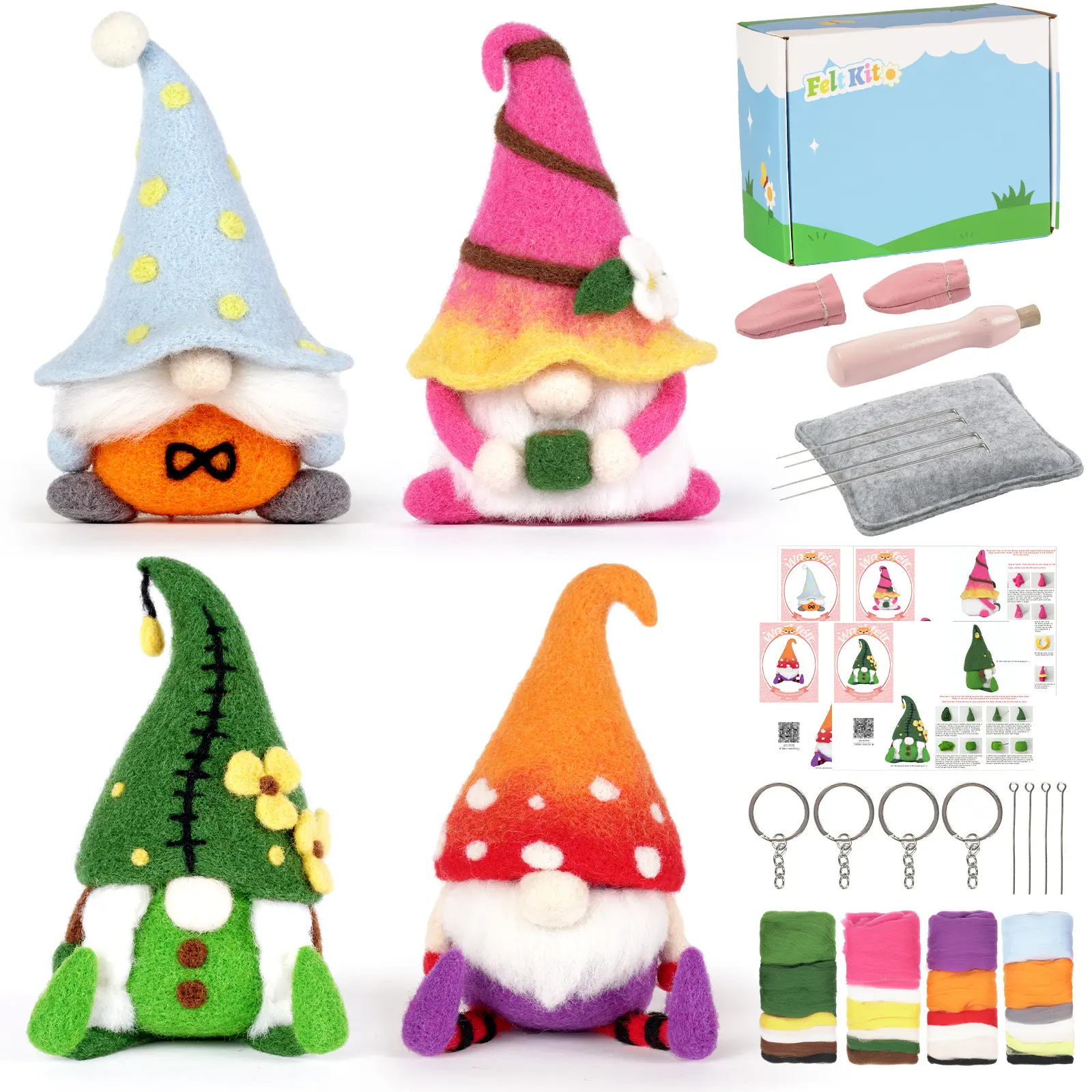 Agulha Felting Starter Kit Ferramentas Básicas de Feltro Natal Gnome DIY Lã Agulha Feltragem Suprimentos para o Festival de Natal Artesanato