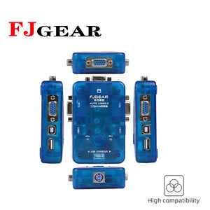 FJ-102UK Fjgear 2端口自动vga kvm开关2进1出，带2 kvm电缆按钮开关即插即用 - Product Image 4