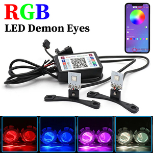 LED RGB APP Bluetooth şeytan şeytan gözler araba motosiklet 2.5 3.0 inç projektör Lenscar melek göz DRL araba aksesuarları - Product Image 2