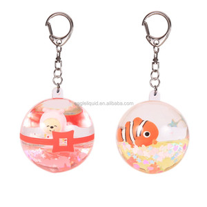 OEM redondo pecera forma líquido flotante llavero agua aceite llaveros personalizado agua flotador llavero para niños regalos - Product Image 5