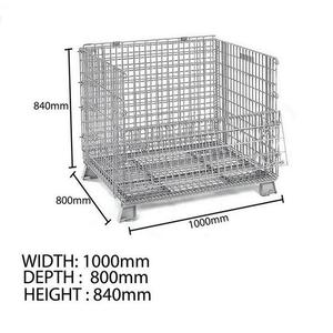 Malla de alambre revestida galvanizada Paleta apilable Jaula de almacén Contenedor de alambre plegable - Product Image 3