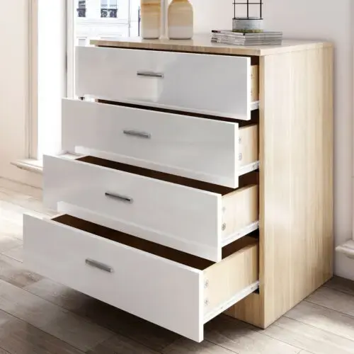 Großhandel Schlafzimmer Wohnzimmer Büro Display OAK Schrank Rack Kommode mit 4 Schubladen Schlafzimmer Lagers chrank Wohn möbel