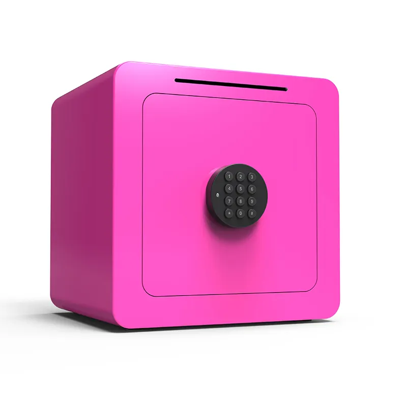Vendita calda acciaio denaro Stash di sicurezza rosa cassetta di sicurezza con tastiera elettronica per i bambini