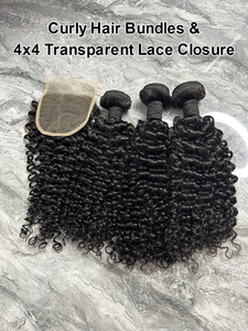 12A Natural <strong>Human</strong> Hair Extensions Curly Wave Extension 20 Inch <strong>3</strong> Pieces Extensions and 18 Inch 1 Piece Closure - Product Image 2
