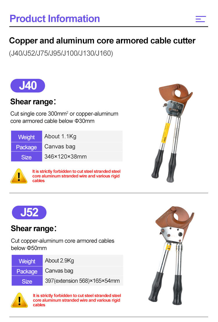 J40 300mm High Quality Integral Manual Hydraulic Wire Cable Cutter