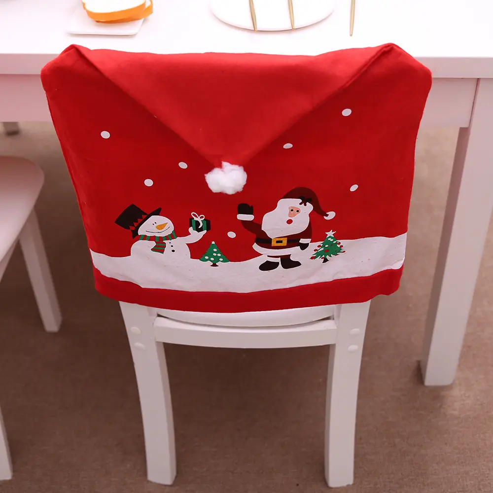 Fundas navideñas para sillas con patrón de muñeco de nieve de Papá Noel para la decoración del Festival del hogar