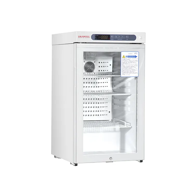 MPC-5V100 2-8 도 100 리터 소형 수직 의료용 유리문 약국 백신 냉장고