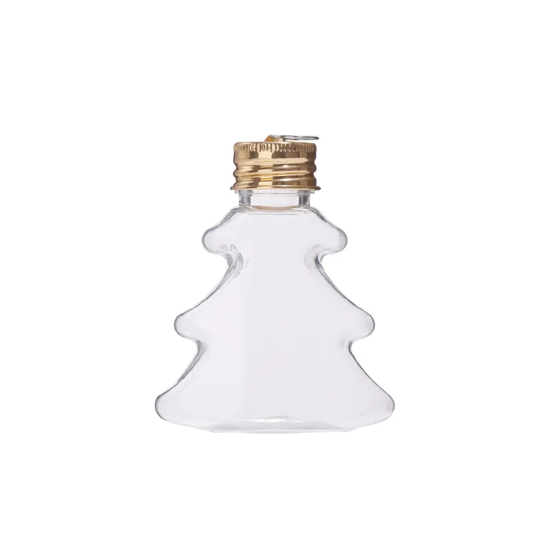 50 ml claro pet plástico árvore de Natal garrafas bebidas plásticas descartáveis pet transparente árvore forma candy bottle