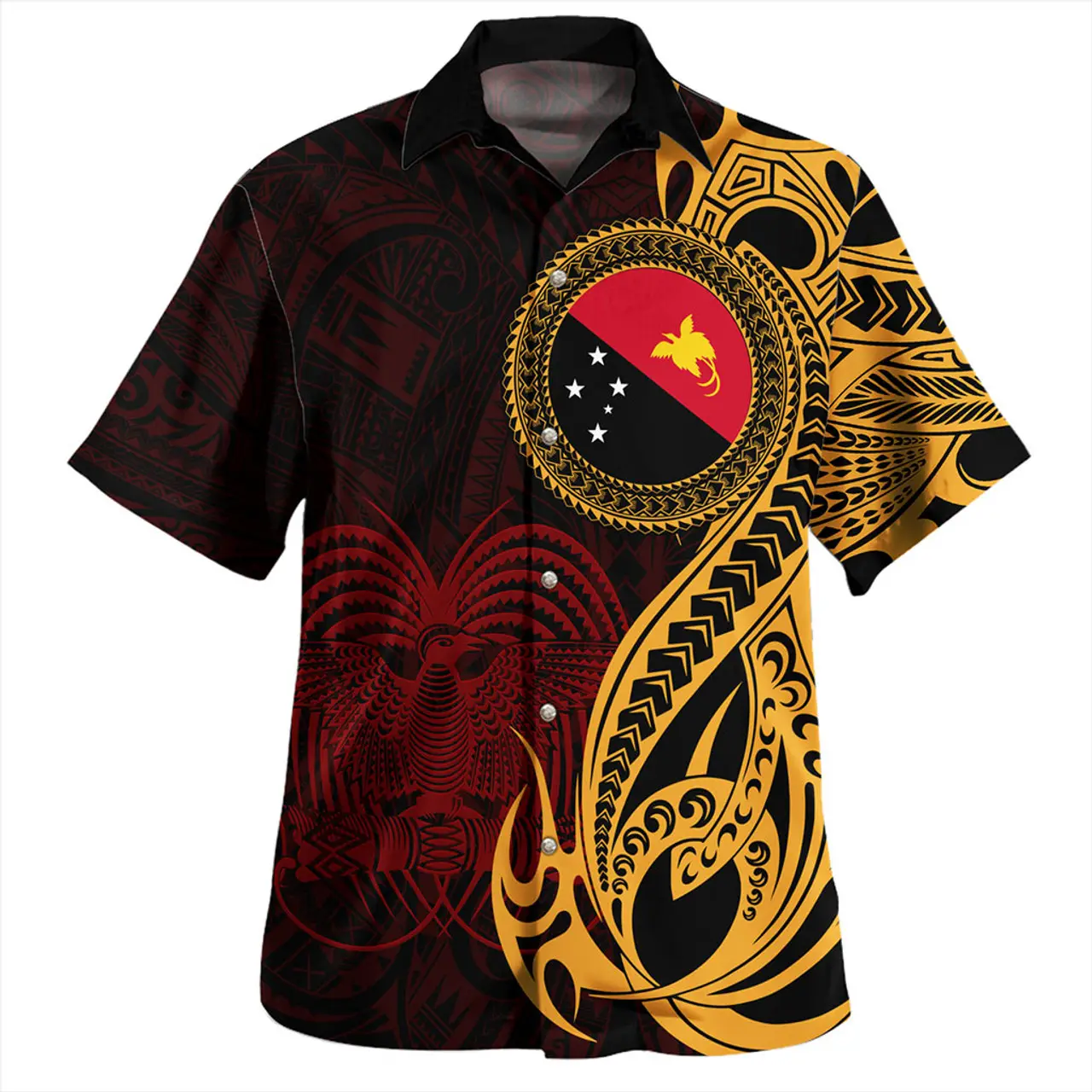 Camisa Hawaiana de Papúa Nueva Guinea, blusa de color con bandera PNG y patrón tradicional para mujer, camisa elegante con botones de oficina para mujer