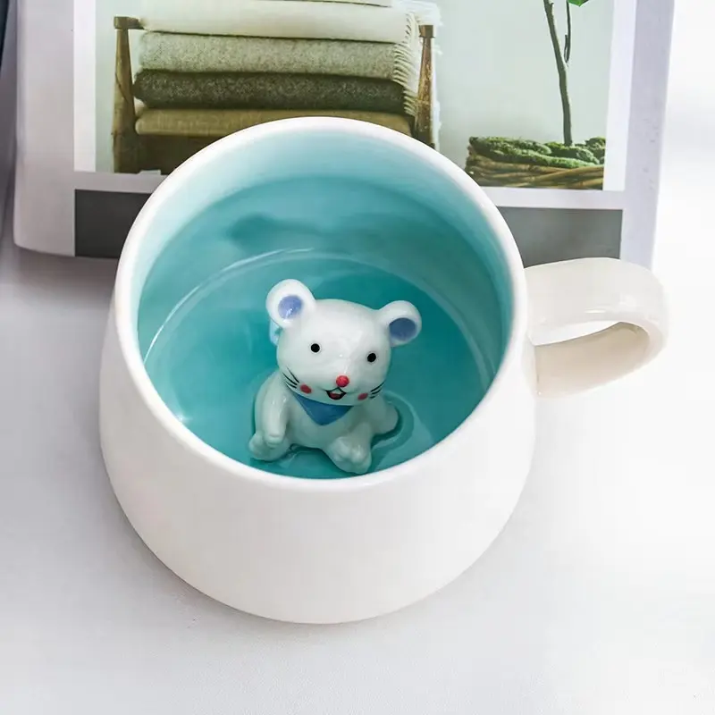 Redeco Disesuaikan Dilukis Tangan Lucu Anjing Mug 3d Hewan Cangkir Keramik Mug untuk Minum Kopi Air Teh Susu
