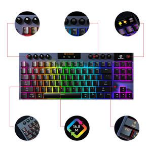 Interruptor de aluminio 2,4G Bluetooth inalámbrico RGB retroiluminado Intercambio en caliente Teclas de perfil bajo Teclas árabes Teclado mecánico para juegos de computadora - Product Image 6