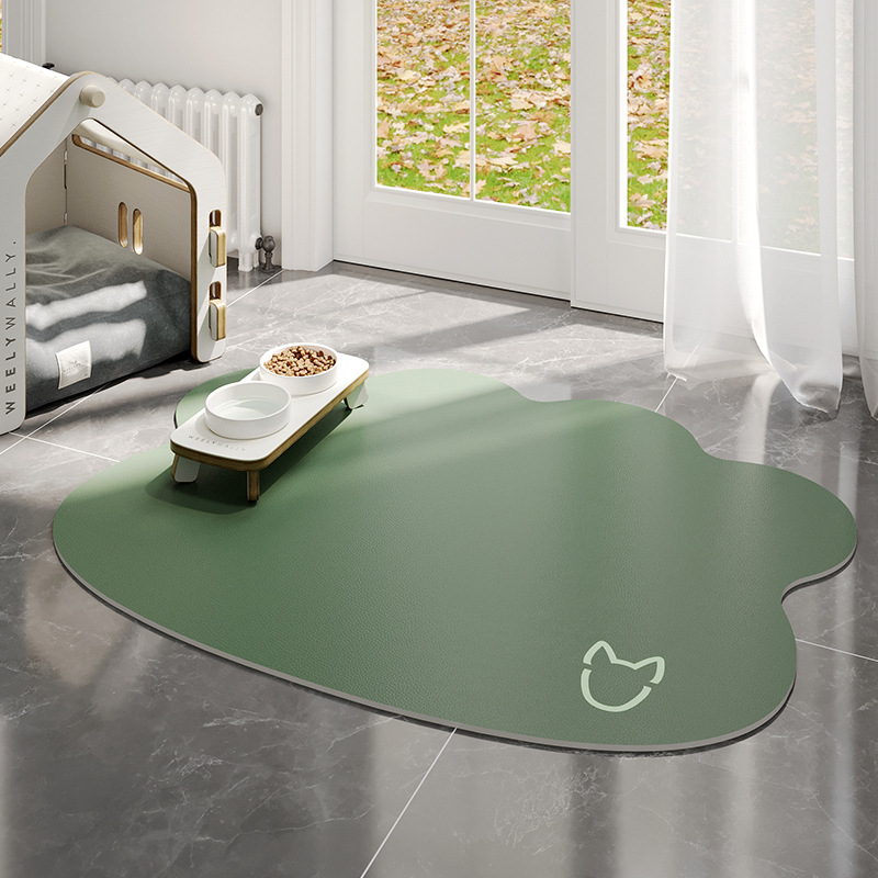 Tapis pour animaux de compagnie en cuir double face - tête de chien minimaliste marron