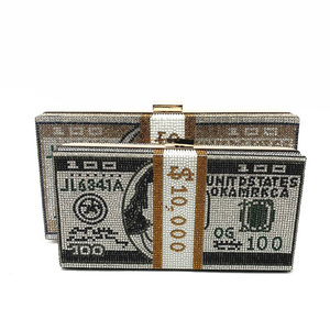 Fabrik liefern volle Diamant kleine quadratische Tasche US-Dollar Abend tragen Handtasche Diamant-verkrustete Damen Warteschlange Hochzeits tasche - Product Image 1