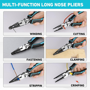 7.5&quot; Multipurpose Long Nose Pliers with Wire Stripper/Crimper/<strong>Cutter</strong> Function, Heavy <strong>Duty</strong> Multifunctional Electrician Pliers - Product Image 6