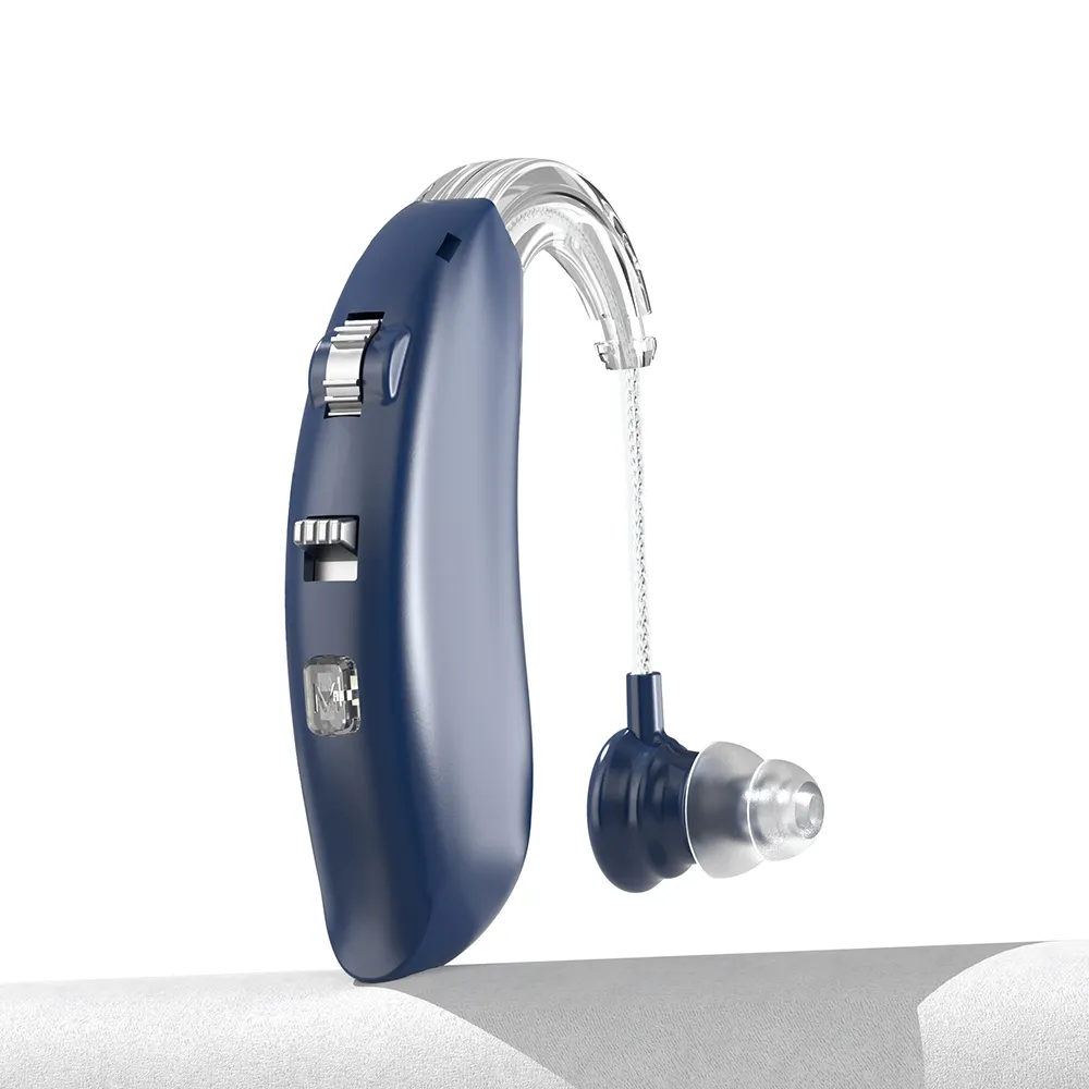 Yeni BTE en iyi kulak işitme cihazı şarj edilebilir mavi-diş tıbbi işitme cihazları en küçük işitme cihazları geri kulak