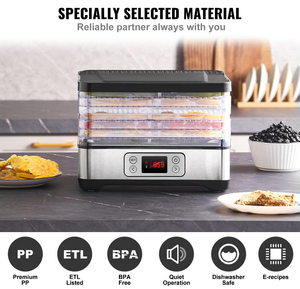 Wallepac Fruit Dehydrators Machine Fruit and Vegetable 5 Trays Home Drying Machine With <strong>Digital</strong> <strong>Timer</strong> and <strong>Temperature</strong> <strong>Control</strong> - Product Image 2