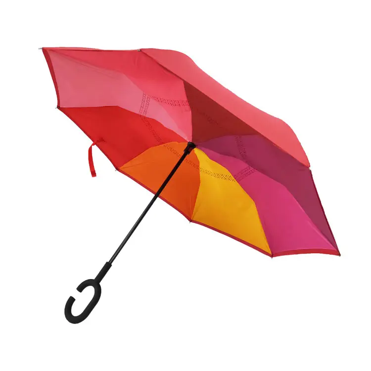 Parapluies droits inversés à double auvent de haute qualité avec poignée en forme de C pour voitures et femmes Parasol de protection UV