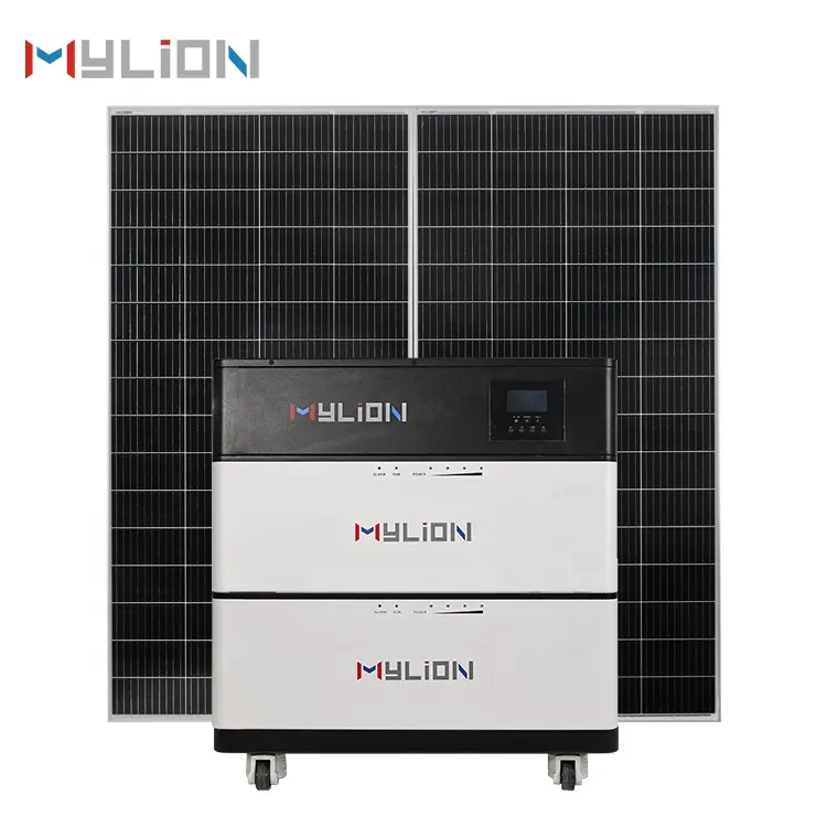 Mylion 10kw ระบบพลังงานแสงอาทิตย์ที่มีทั้งหมดในหนึ่งชาร์จอินเวอร์เตอร์พลังงานแสงอาทิตย์ LiFePO4ชุดแบตเตอรี่ระบบจัดเก็บข้อมูลบ้านสำหรับที่อยู่อาศัย