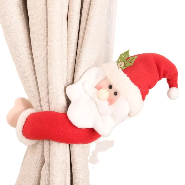 Hebilla de cortina navideña para decoración del hogar, hebilla de sujeción para cortina, Santa, muñeco de nieve, alce