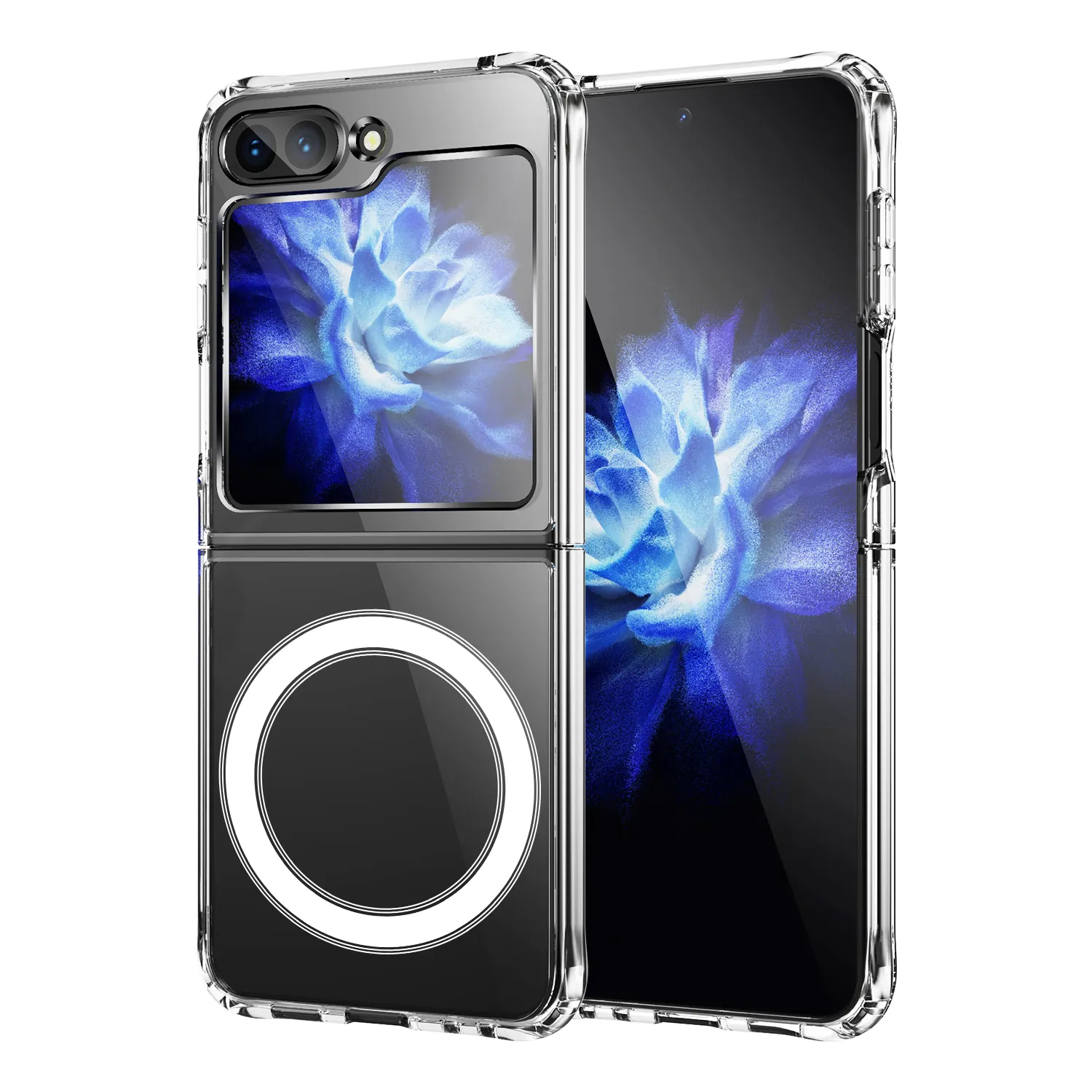 Z Flip 4 5 Funda de teléfono celular de lujo Funda magnética transparente plegable suave a prueba de golpes para fundas móviles Liso Sin artesanía especial