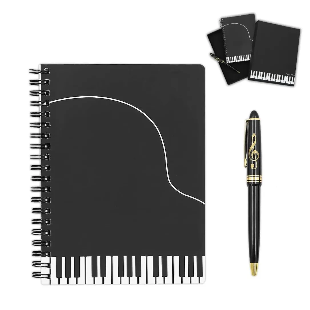 Hot Vakantie School Business Losse Blad Notebook Pen Piano Muziek Thema Geschenkdoos Luxe Briefpapier Set