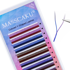 MASSCAKU 12-Line คละสีต่อขนตาสังเคราะห์ง่าย-ปัก YY รูปร่าง 8-15 มม.ความยาว C/CC/D/DD คลัสเตอร์ปริมาตรการหยิก - Product Image 5