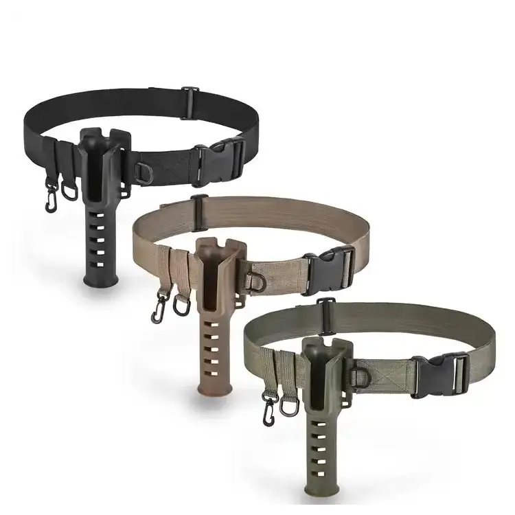 Cinturón de cintura personalizado para soporte de caña de pescar, correas de estante colgantes ajustables portátiles, aparejos de pesca, soporte de poste, cinturón de lucha