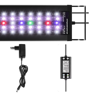 Luz de acuario programable para pecera con monitor LCD y termómetro para plantas acuáticas, lámpara LED de ciclo 24/7 con función de memoria
