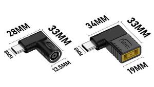 65W PD 90 Degree USB C Male <strong>Output</strong> <strong>to</strong> DC Power <strong>Input</strong> Adapter DC 5.5mmx2.1mm Female <strong>Input</strong> <strong>to</strong> Type C Male Connector Charge Adapte
