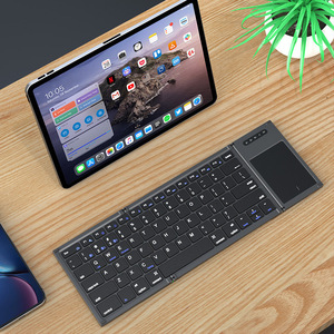 Compatible con múltiples dispositivos, teclado Bluetooth delgado portátil, Mini teclado inalámbrico recargable plegable triple con almohadilla táctil - Product Image 1