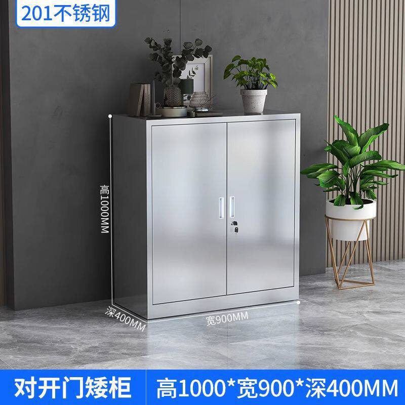 Gabinete bajo de doble puerta de acero inoxidable 201 con cerradura