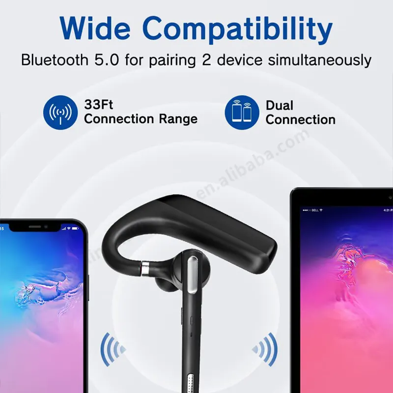Auriculares inalámbricos ultraligeros de alta calidad para negocios de un solo oído, Auriculares deportivos manos libres para oficina para teléfonos móviles IPhone Android