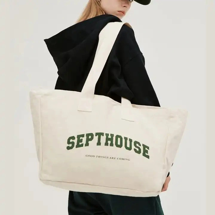 Bolso Tote de lona beige