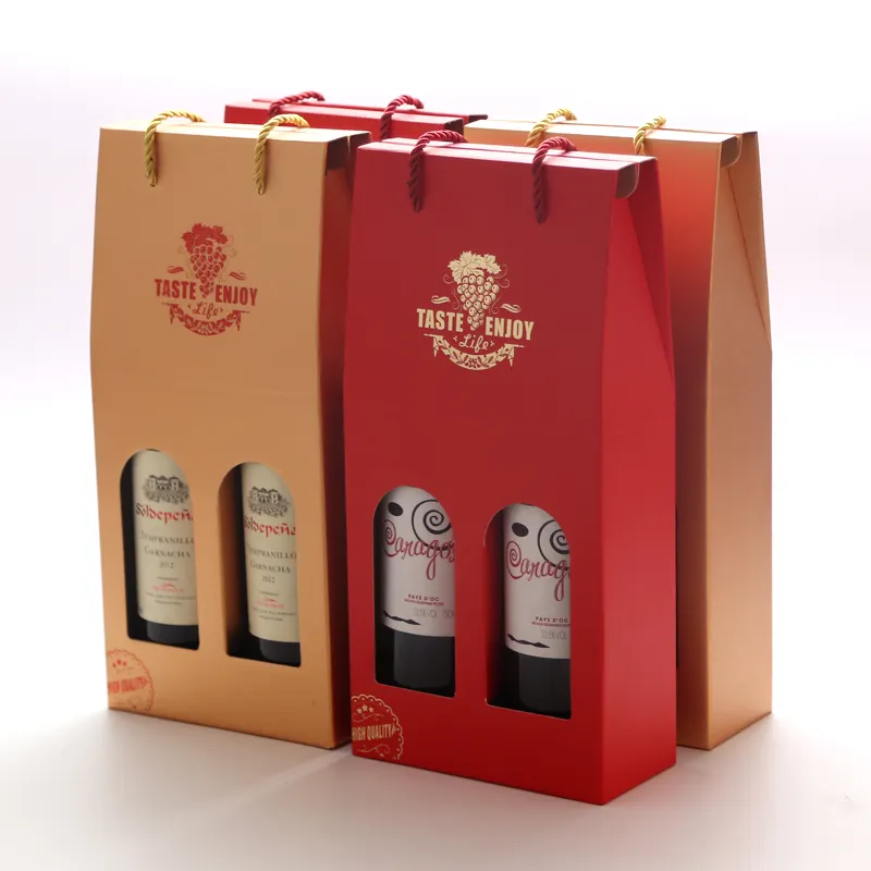 Caja de cartón corrugado con logotipo personalizado, cartón rígido de lujo para botellas de vino tinto, embalaje de regalo para vino