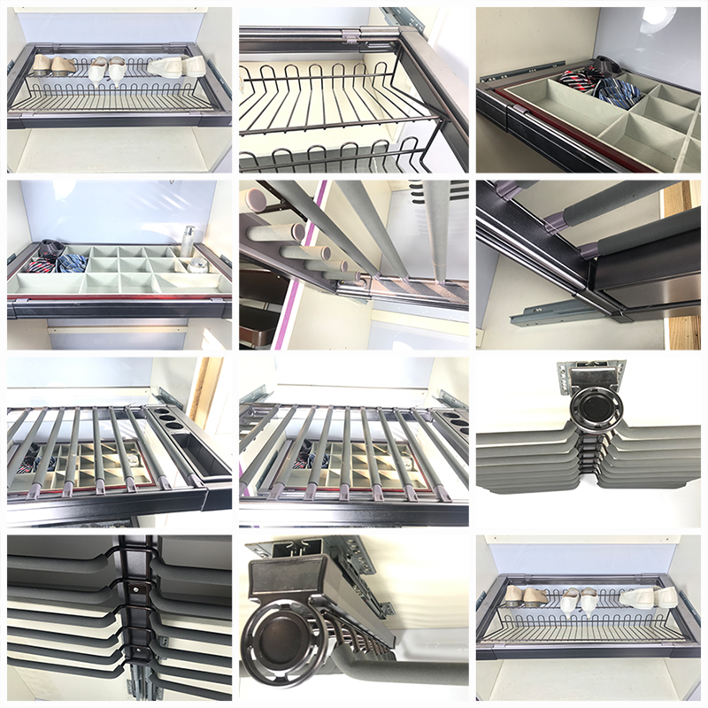 2021 top mounting slide out trousers pants hanging rack/wardrobe trousers rack/classification box  for wardrobe cabinet storage