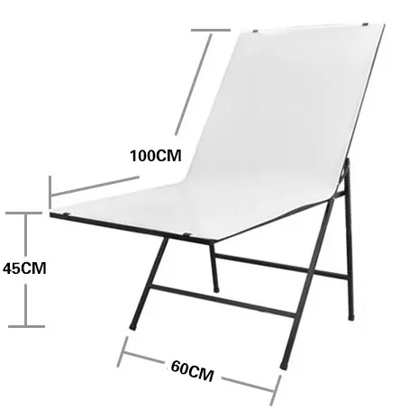 60cm * 100cm/1.9ft * 3.3ft 흰색 PVC 사진 배경이있는 대형 스튜디오 정물 제품 디스플레이 사진 촬영 테이블